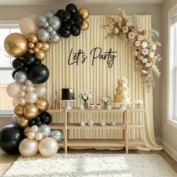 Beige Backdrop Curtain for Wedding Parties Backdrop Drapes 10x8FT | Wrinkle Free Polyester Curtain Backdrop Draping Fabric for Backdrop Photoshoot Birthday Party Background,2 Panel 5x8FT - Image 5