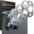 UniqueMe for 3 Pack iPhone 16 Pro/16 Pro Max Camera Lens Protector - Black | Drop Protection, Case Friendly, 9H Tempered Glass, Camera Cover Screen, Update New Version by UniqueMe