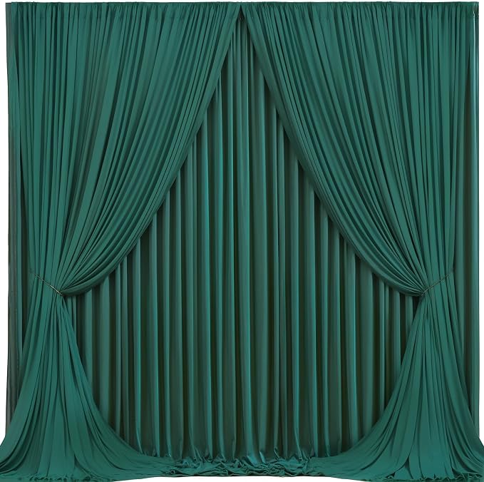 Hunter Green Backdrop Curtain-Wrinkle-Free Polyester Fabric Green Photography Curtains for Wedding Party Photo Background Decorations- 16 X10FT (Hunter Green) - Image 2