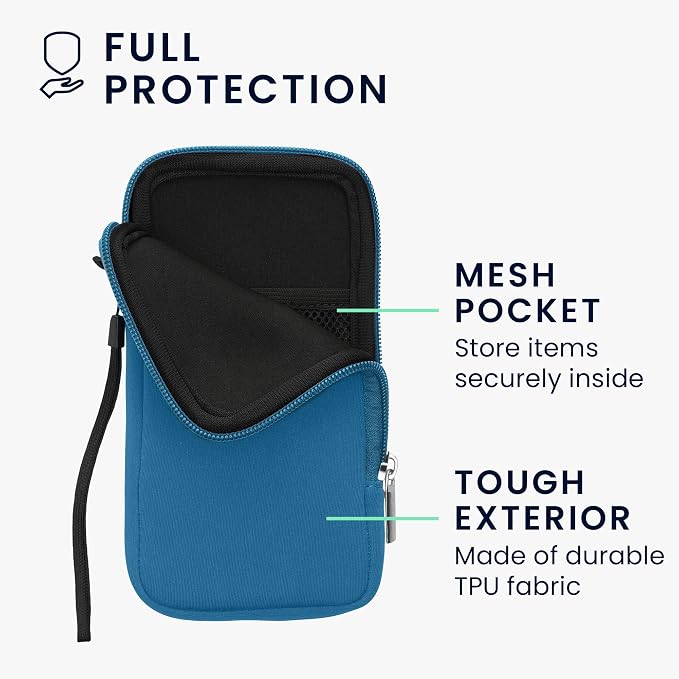 kwmobile Universal Phone Pouch Size XXL - 7" - Neoprene Smartphone Pouch with Zip - Water-Repellent Mobile Phone Case - Sleeve in Cornflower Blue - Image 3