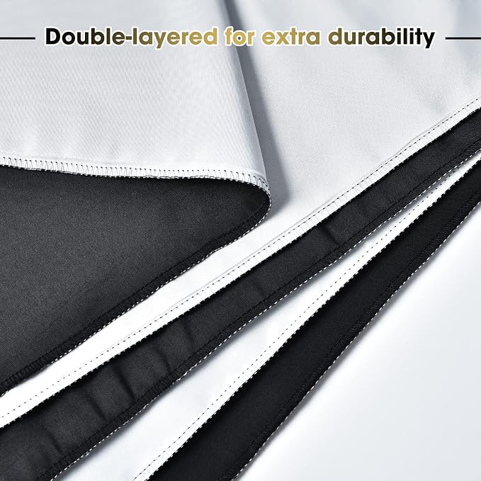 6.5x10ft Black White Backdrop Screen, High Density Polyester Fabric | Pure Black White Photo Backdrop Curtain Screen with 4 Spring Clamps for Photography Photoshoot Portrait Party Video Studio - Image 2