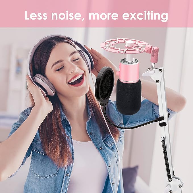 Pink Seiren X Shock Mount and Pop Filter - Pink Microphone Shock Mount for Razer Seiren X, Seiren V2 X Microphone, Shock Mount Mic Holder Compatible for Razer Seiren X Boom Arm Stand by YOUSHARES - Image 7