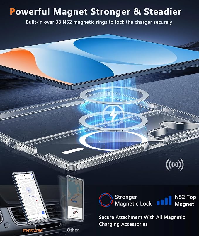 FNTCASE for Samsung Galaxy Z Fold 8 Ultra / Z Fold 7 Case, Fit for Magsafe | Screen Protector, Clear Anti Yellowing, 18FT Military Grade Drop Protection, Shockproof Protective Phone Cover, Transparent - Image 5