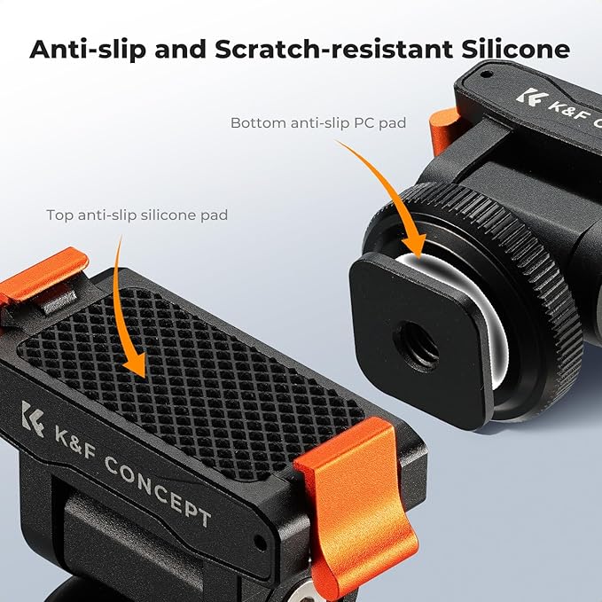K&F CONCEPT Cold Shoe Mount Compatible with DJI Osmo Nano/Osmo Action 6 | Action Camera Magnetic Quick Mount Holder, Tripod Adapter Hot Shoe Camera Connector with 1/4" Screw Hole, PP08 - Image 6