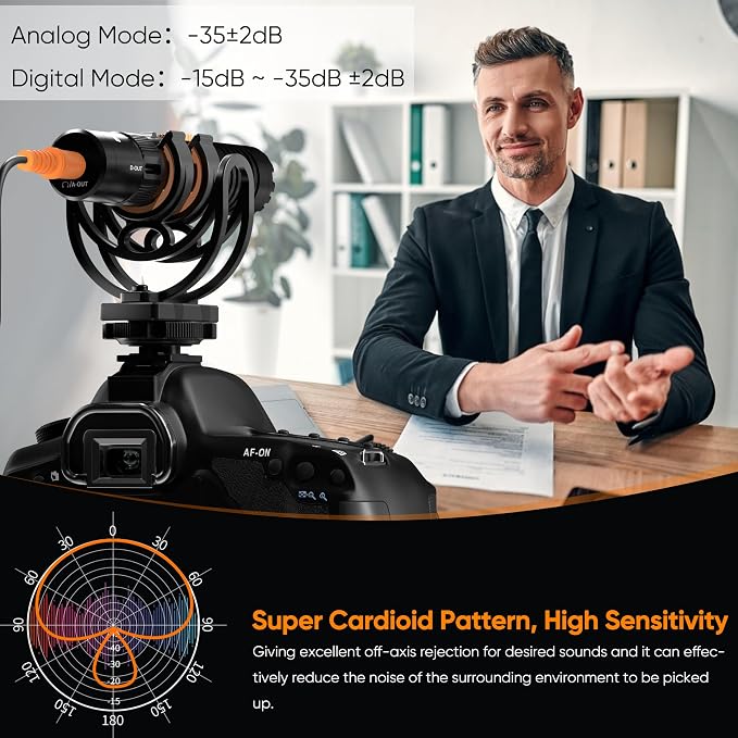 COMICA VM10PRO Universal Video Microphone for Camera, iPhone, Android Phone | 3.5mm/USB-C Analog/Digital Output, Noise Cancellation, Super Cardioid Pickup, Professional Video Mic for YouTube TikTok Vlog - Image 5