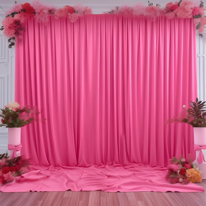 Hot Pink Backdrop Curtain 8 Panels-Wrinkle-Free Polyester Photography Drapes for Wedding Party Photo Background Decorations- 32 X10FT (Hot Pink) - Image 7