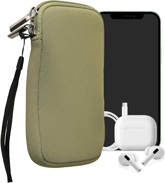 kwmobile Universal Phone Pouch Size L - 6.5" - Neoprene Smartphone Pouch with Zip - Water-Repellent Mobile Phone Case - Sleeve in Gray Green by kwmobile