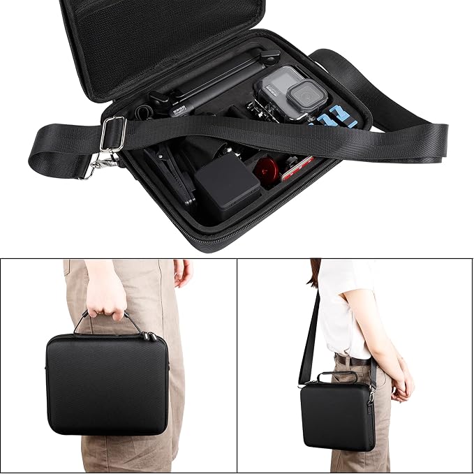 Hard Case for GoPro Hero 13/12/11/10/9/8/7/Mission 1 Pro Action Camera | Accessories Carrying Storage Shoulder Bag With Strap for DJI Osmo Action 6/5 Pro/4/3 Insta360 Ace Pro 2/Go Pro - Image 7