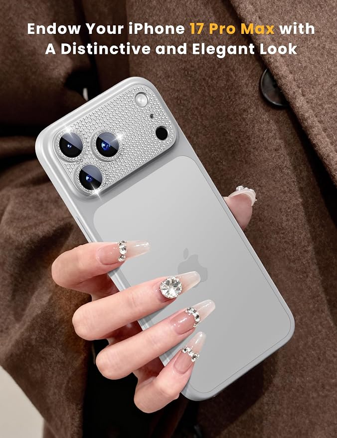 Hoerrye for iPhone 17 Pro Max Camera Lens Protector - Bling Diamond | Military Grade Protection, Keep Lens Original Design, 9H Tempered Glass Camera Cover Screen Protector - Image 3