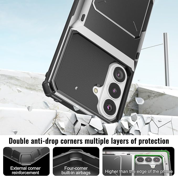 Foluu Wallet Case for Samsung Galaxy S26 with Card Holder, 5 Credit Hidden Card Slot Flip Cover Dual Layer Protective Hard PC Back & Soft TPU Bumper - Stylish Case for Galaxy S26 2026 (Gray) - Image 5