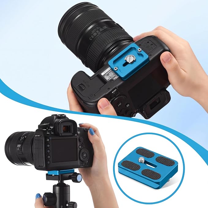 Frienda Quick Release Plate Tripod 1/4-20 DSLR,Pu50,Blue | Tripod Mount Plate, Camera Tripod Mount for DSLR Camera Tripod Ball Head , Metal, 1.9 x 1.5 x 0.4 Inch - Image 6