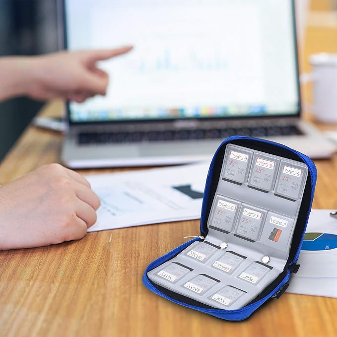 Eco-Fused Memory Card Case - Fits up to 44x SD, SDHC, Micro SD, Mini SD and 4X CF - Holder with 44 Slots (Blue / 44 Slots - 1 Pack) - Image 5