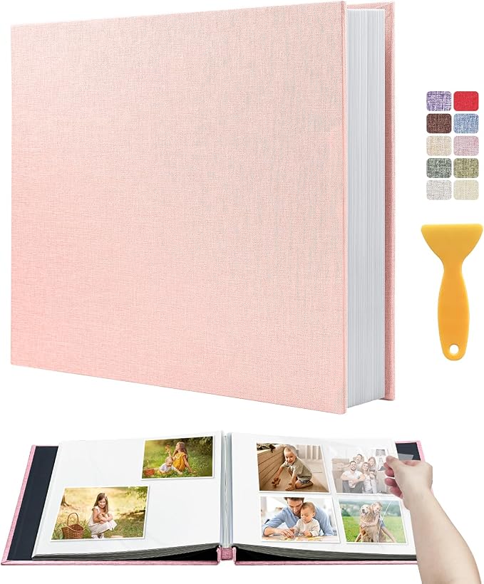 Large Photo Album Self Adhesive Scrapbook Album for 4x6 5x7 8x10 Pictures DIY Photo Book as Scrapbooking Supplies Kits, Birthday Gifts for Women Mom Wedding Baby Family Travel by HenPisen