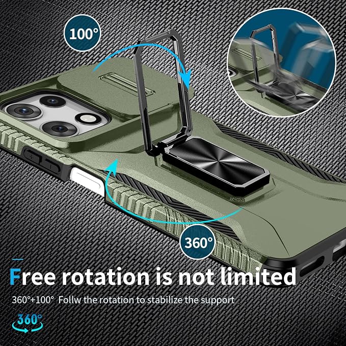 for Moto G 5G 2025 Case,with Sliding Camera Lens Cover,HD Screen Protector,360° Rotating Ring Kickstand,AYMECL Military-Grade Shockproof Protective Cover for Motorola Moto G 5G 2025,Army Green - Image 5