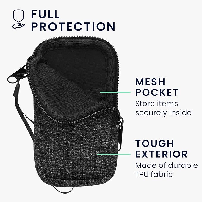 kwmobile Universal Phone Pouch Size XS - 3,5/4" - Neoprene Smartphone Pouch with Zip - Water-Repellent Mobile Phone Case - Sleeve in Anthracite/White - Image 3