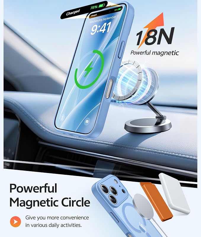 FNTCASE for iPhone 17 Pro Max Case, Fit for Magsafe, Screen Protector | Full Camera Protection, Translucent Matte, 14FT Military Grade Drop Proof, Shockproof Protective Phone Cover, Light Blue - Image 3
