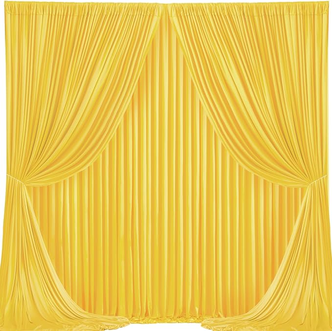 Yellow Backdrop Curtains-Wrinkle-Free Polyester Photography Drapes Party Curtain Background for Baby Shower Wedding Decorations- 16 X10FT (Yellow) - Image 2