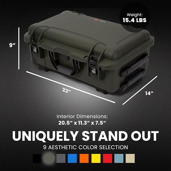 NANUK 935 Pro Photo Kit – Waterproof Travel Camera Hard Case with Padded Dividers and Wheels, 22” x 14” x 9” - Dustproof and Impact Resistant, Airline Carry-On Approved – Olive - Image 6
