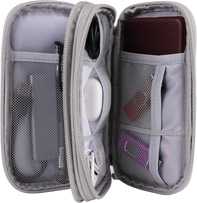 JIAKAI Travel Cable Organizer - Electronics Accessories Bag(Double Layer - Grey) - Image 5