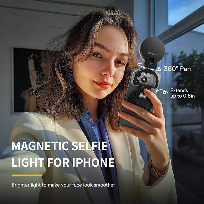 Magnetic Selfie Light for MagSafe iPhone, Phone Light with Magnetic Mount & Convertible Stand for Selfies TikTok Vlog Zoom Makeup, Featuring 850Lux/0.3m Ring Lighting and 30 Lighting Modes - Image 2