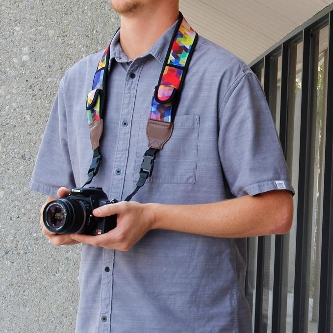 USA Gear TrueSHOT Camera Strap Neoprene Camera Straps - Padded Neck Strap, Pockets, and Quick Release Buckles - Compatible with Canon, Nikon, Sony and More DSLR and Mirrorless Cameras (Geometric) - Image 6