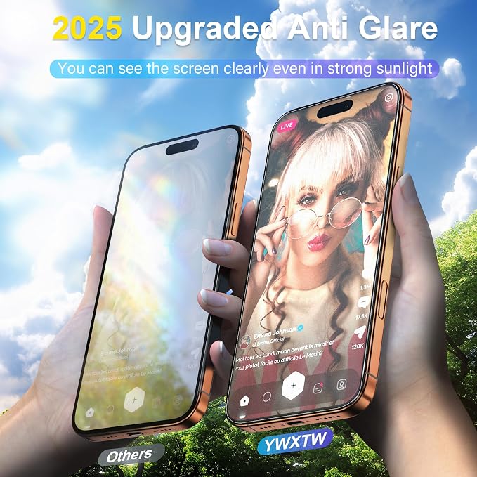 YWXTW 2 Pack for iPhone 17 Pro Max Matte Screen Protector 6.9 Inch+1 Set Camera Lens Protector, [1S Pull-Out] Anti Glare Anti Fingerprint 17 Pro Max Glass Screen Protector, Bubble Free, Smooth as Silk - Image 2