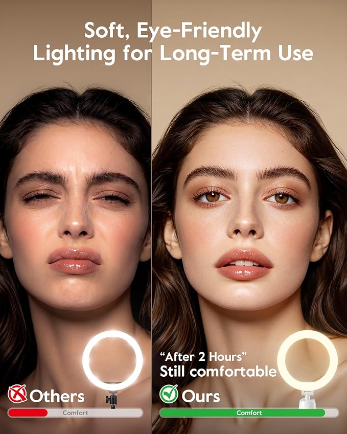 Ring Light for Makeup, 11" Desk Ring Light with Stand and Phone Holder, CRI 98+ True Color LED Makeup Light, Dimmable Selfie Ring Lights for Video Recording, Live Stream, TikTok, YouTube - Image 4