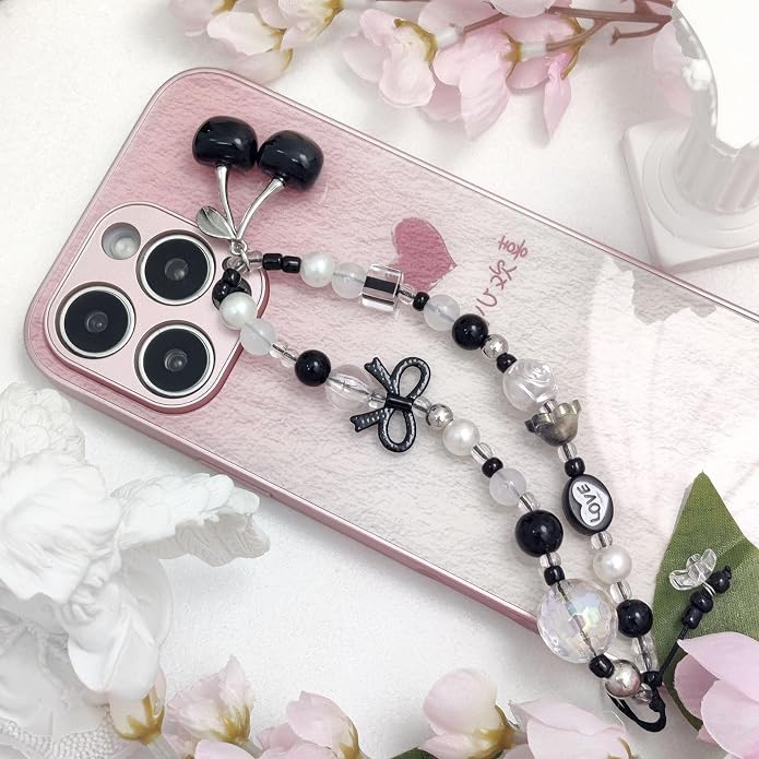 cioatu Phone Charms Cute Cherry Butterfly Cell Phone Lanyard Strap Wrist Strap for Bag Airpods Camera Pendants Decor - Image 5