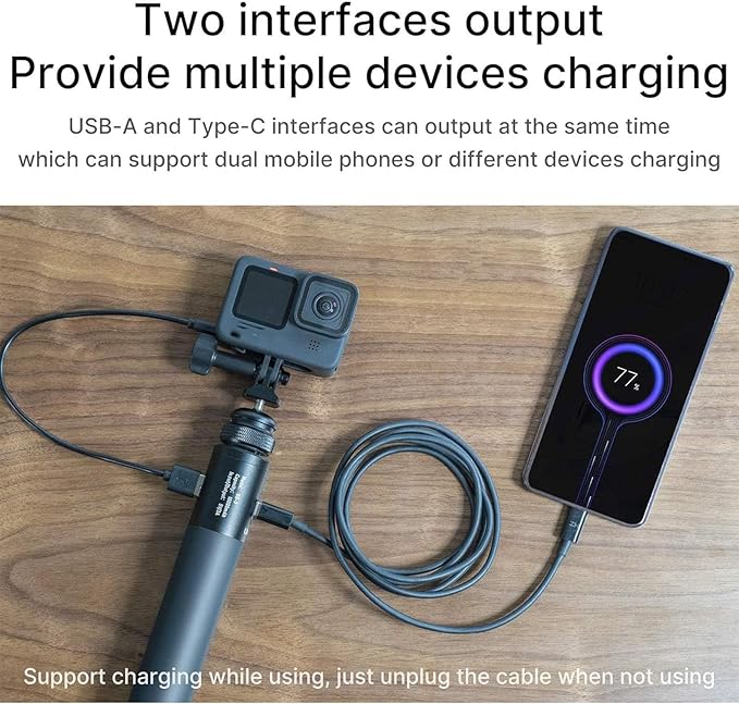 ULANZI BG-3 Battery Handle Grip, 10000mAh Grip Portable Charger Tripod | Monopod for DSLR Action Camera Smartphone Vlogging Time-Lapse Shooting Live Streaming Filmmaking, 12+ Age Recommendation - Image 2