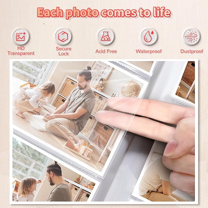 Artfeel Photo Album 4x6 with 600 Pockets,Slip-in Picture Albums,Linen Cover Memory Book with Front Window,White Page Vertical Photo Book for Wedding,Family,Anniversare,Baby,Vacation - Image 4