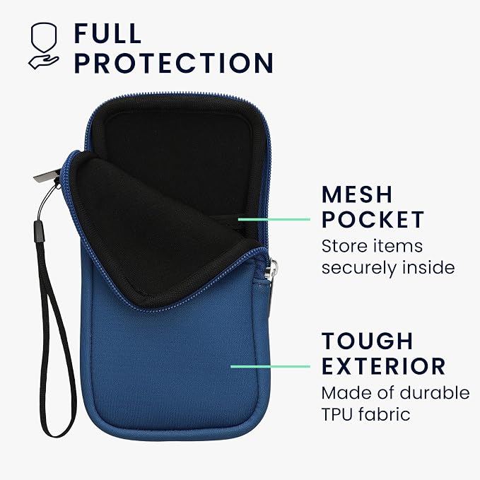 kwmobile Universal Phone Pouch Size XXL - 7" - Neoprene Smartphone Pouch with Zip - Water-Repellent Mobile Phone Case - Sleeve in Baltic Blue - Image 3