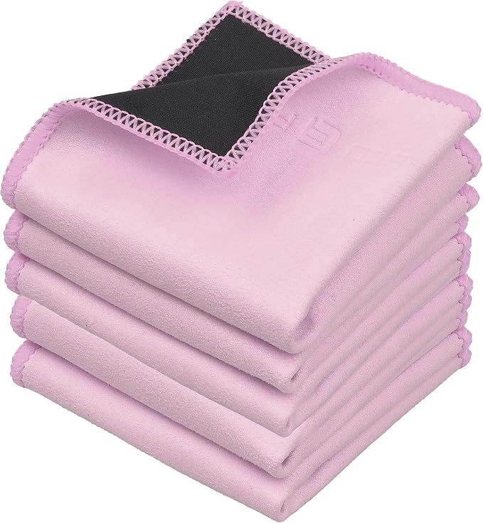 Eco-Fused Microfiber Cleaning Cloths Double-Sided - 5 Pack - 6.6 x 6.2 inch - Microfiber and Suede Cloth for Smartphones, LCD TV, Tablets, Laptop Screens, Camera Lenses (Pink) by Eco-Fused