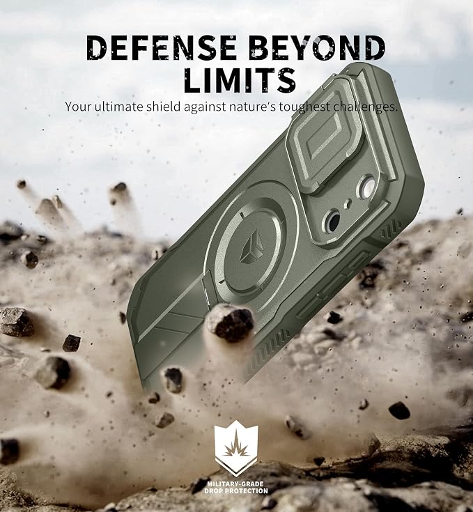 Dexnor for iPhone 17 Pro Case, [Built-in Flip Camera Cover & Camera Control Cover & Kickstand], Compatible with MagSafe, Heavy-Duty Rugged Shockproof Magnetic Phone Cover, 6.3 inch Army Green - Image 6