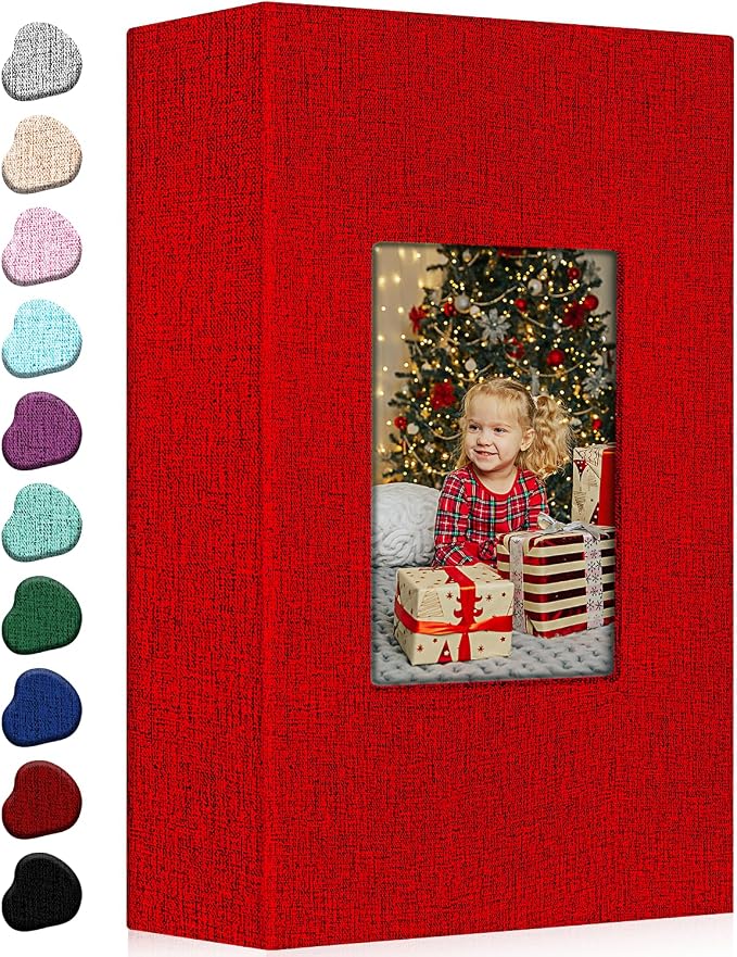 Ejblfe Photo Album 4x6,Linen Cover Slide-in Photo Album Book Can Holds 300 4x6 Photos with 50 Black Sheets for Family,Wedding,Baby and Holiday Pictures (Red) by EJBLFEPremiumPhotoAlbums