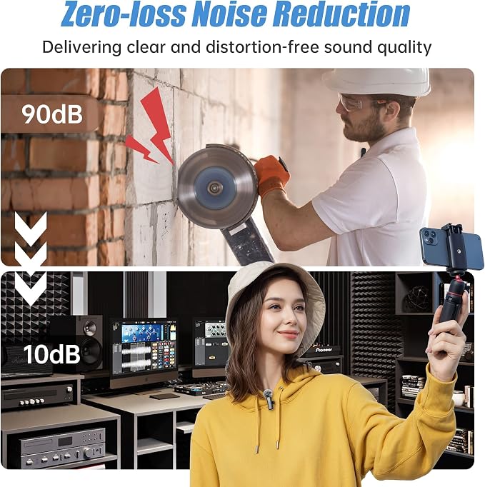 Wireless Lavalier Microphone for iPhone, Mini Mic with LED Display, Plug and Play, Noise Reduction, Phone Microphone for Video Recording, Podcast, YouTube, TikTok (Mic2) - Image 6