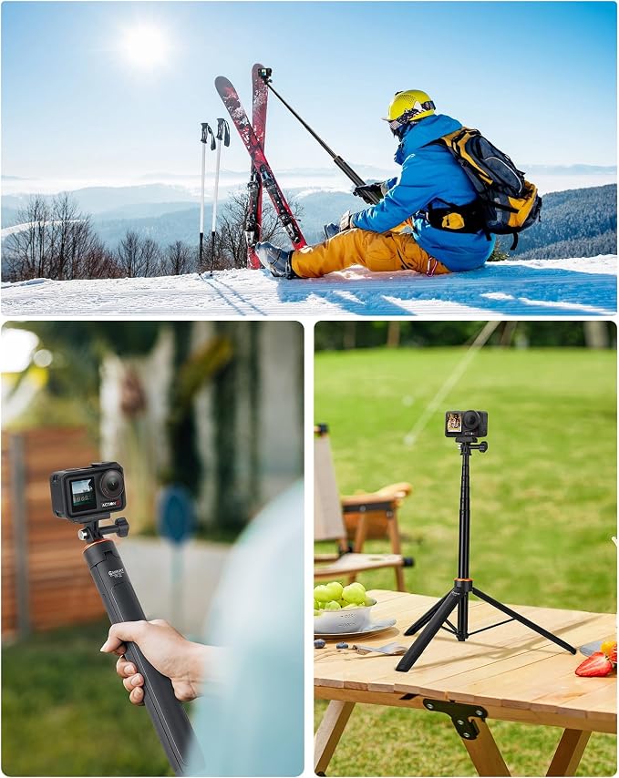53" Osmo Action 6 Selfie Stick Tripod for DJI Osmo Nano/Action 6, Compact Extendable Handle Grip w Magnetic Quick-Release Adapter Mount, Extension Rod/Travel Vlogs Stand/Accessory for Video Shooting - Image 3
