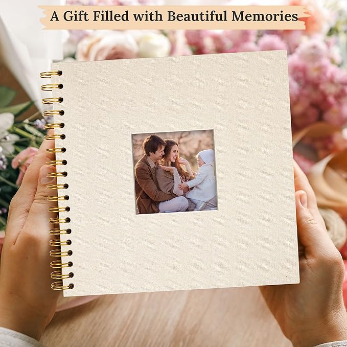 10"x10" Scrapbook Photo Album Linen Cover 40 Sheets 80 Pages White Paper | Beige Hardcover Kraft White Pages Memory Book, for Travel Wedding Guest Book Christmas Baby Fits 4x6 & Instant Photos - Image 6