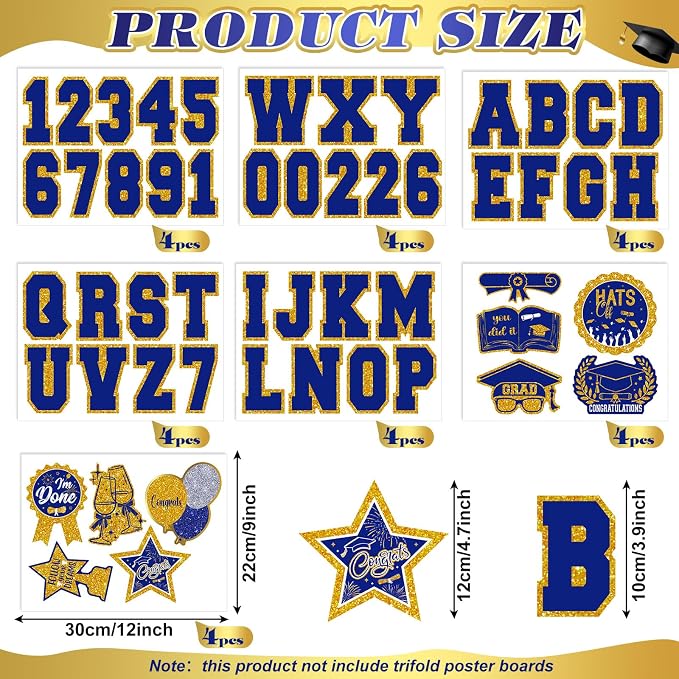 Glenmal Blue Gold Graduation Photo Display Board Sticker Class of 2026 Picture Display Stickers Accessories for 2026 Grad Party College Board Photo Frame Decor (12x9inch,3.9x4.7inch) - Image 2