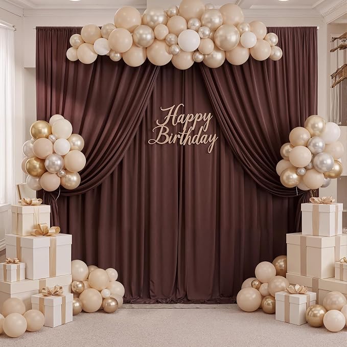 30ft x 10ft Wrinkle Free Brown Backdrop Curtain for Parties, Thick Polyester Photo Backdrop Drapes 6 Panels for Weddings Birthday Party Background Photoshoot Home Decor - Image 8