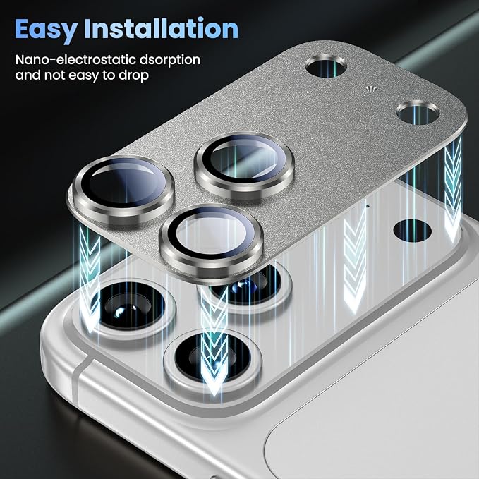 Uyiton for iPhone 17 Pro Camera Lens Protector, Metal Frame Glass Cover | Not Easy to Break, Strong Adsorption, Case-Friendly, Metal 9H Sapphire Glass Rear Camera Cover, Natural Titanium, 2 Pack - Image 8