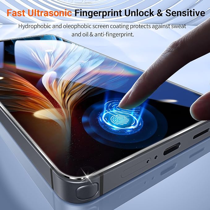 firtstnow 3 Pack for Samsung Galaxy S25 Ultra Screen Protector Tempered Glass + 1 Pack Camera Lens Protector, Military Grade Shatterproof, 9H Hardness, Fingerprint Unlock,Case Friendly 6.9 Inch - Image 7
