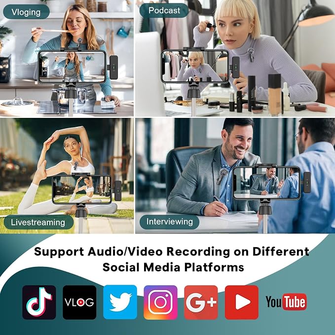 MAYBESTA Wireless Mini Microphone for iPhone, Android Phone - 2 Pack Lavalier Lapel Mic for Audio Video Recording - Clip on Content Creator Microphones for YouTube Tiktok Podcast Vlogging - Image 9