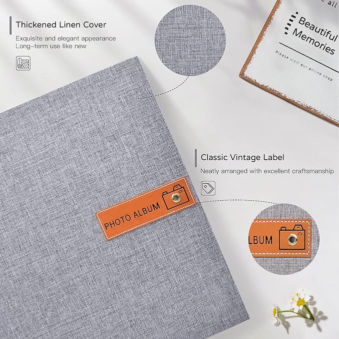 Popotop Large Photo Album Self Adhesive 4x6 5x7 8x10 Scrapbook Album DIY Picture Book,Gifts for Mom,Family Baby and Wedding,with Metal Pen and Plastic Board - Image 3