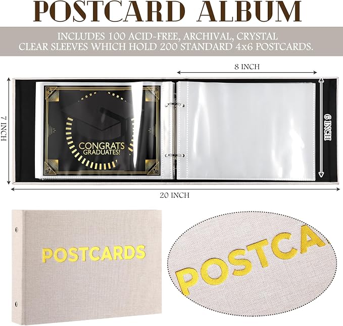 Spiareal Post Card Organizer Set Greeting Card Holder 6 x 8 Inches 100 Pages Stamping Binder Album Display Organization Storage for Memory Greetings Photo Gift - Image 2
