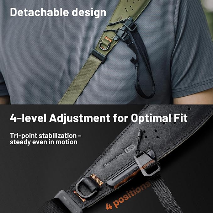 PGYTECH Camera Strap Pro, Single Camera Harness w Detachable Underarm Strap | Professional Camera Shoulder Strap w QR, Leather Ergonomic Padded Neck Strap for DSLR/Mirrorless for Photographers, Black - Image 6