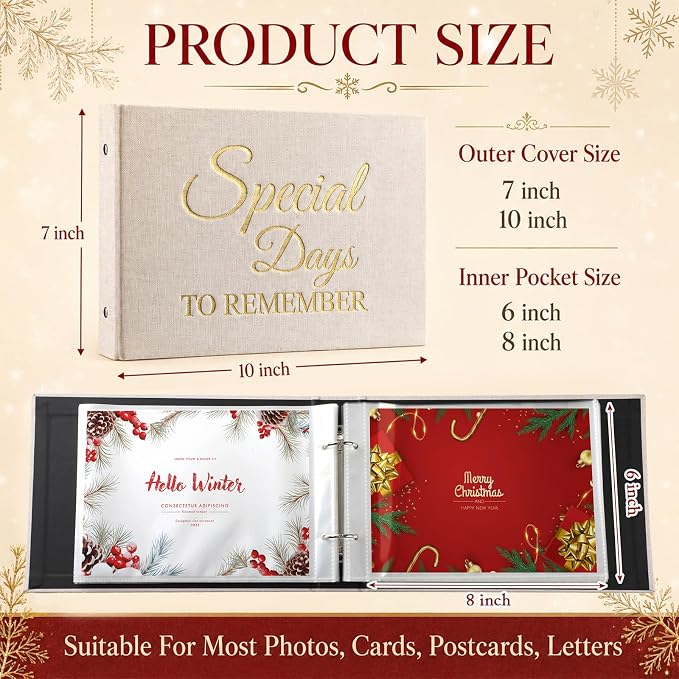 Spiareal Special Days to Remember Card Organizer Set Greeting Card Holder 6 x 8 Inches 100 Pages Stamping Binder Album Display Organization Storage for Memory Greeting Photo Gift - Image 3