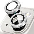 Suoman for iPhone 14 6.1 inch / 14 Plus 6.7 inch Camera Lens Protector, 9H Tempered Glass Film, Metal Frosted Independent Protective Cover [Glitter Diamonds]- Silver by Suoman