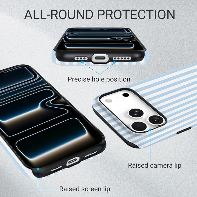 TPU Phone Case for iPhone 17 Pro, MagSafe Wireless Charging Compatible, Shockproof Slim Fit Protective Cover with Anti-Yellowing & Raised Camera Protection (Blue Stripe, iPhone 17 Pro(6.3")) - Image 3