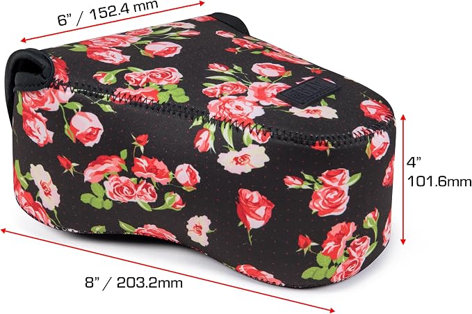 USA Gear Camera Sleeve (Large) for Mid-Size SLRs Compatible with Sony A7 V, Canon EOS R6 Mark II, Nikon Z 6III & more - Padded Neoprene DSLR Case with Zipper Accessory Pocket & Belt Loop (Floral) - Image 3