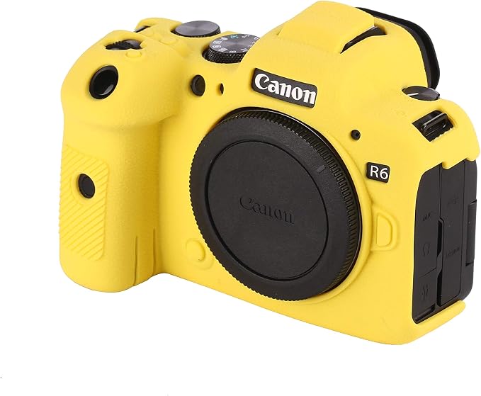 Camera Case for Canon R6 R6II - Silicone Protective DSLR Skin Cover, Detachable Cage, Shockproof, Dustproof (Yellow) - Image 7